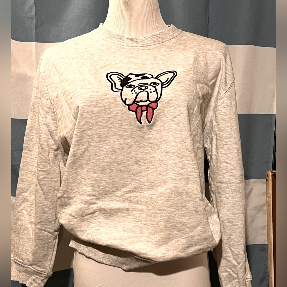 French Connection size L French Bulldog Sweatshirt Brand new w/out tags